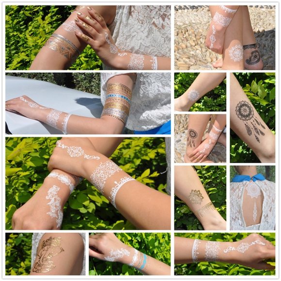 3 sheets Golden Silver Temporary Tattoo - Picture 11 of 16